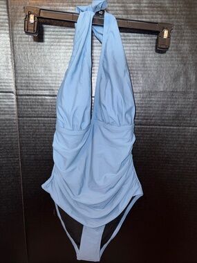 Aimage Blue Girls' One-Piece Halter Swimwear